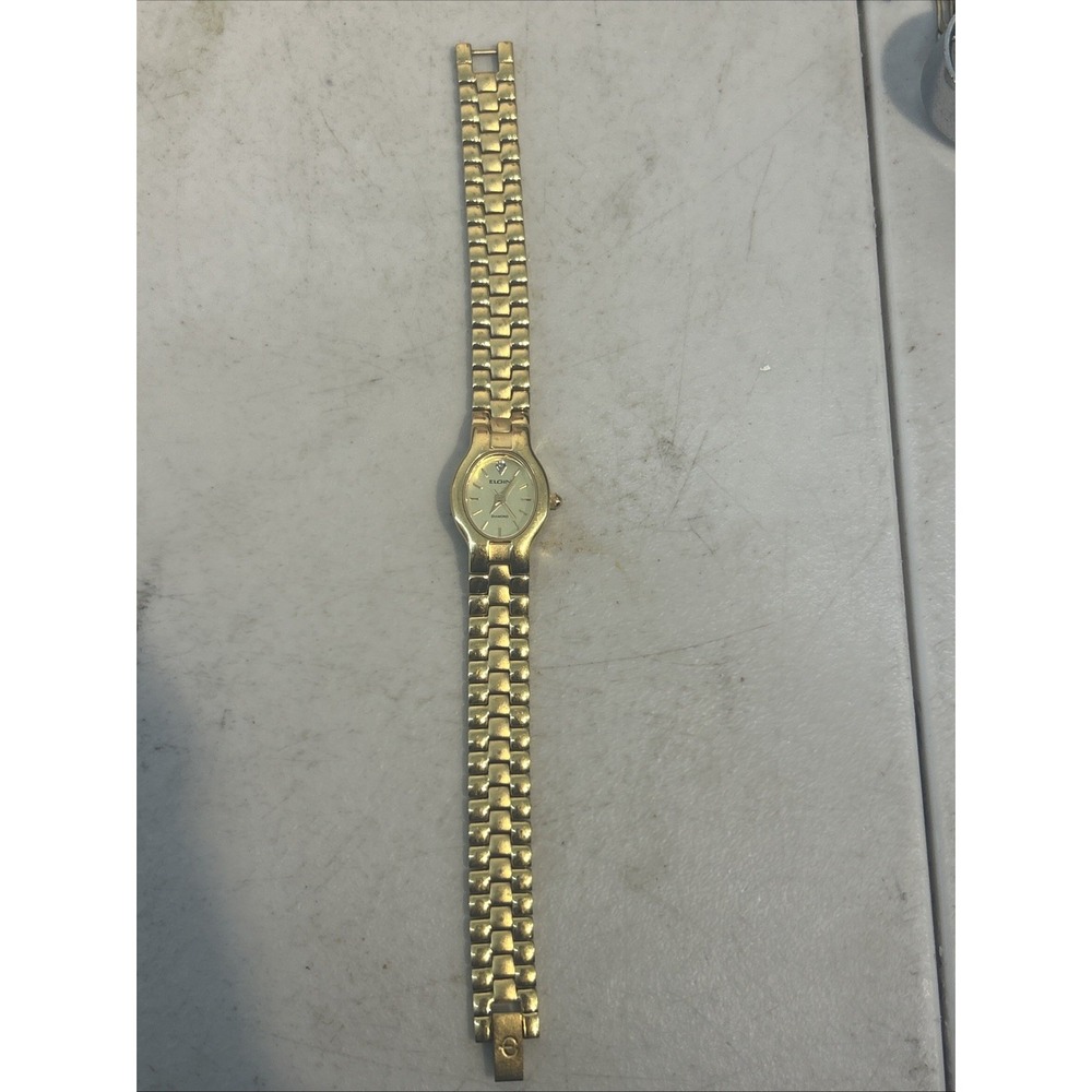 Vintage Elgin Diamond Quartz Women's Watch Gold-Tone EL320N Elegant Watch